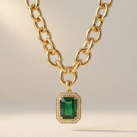 Emerald Gold Pendant Necklace