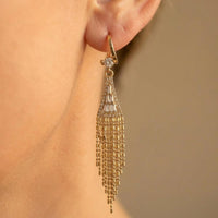 Gold Tassel Chandelier Drop Earrings