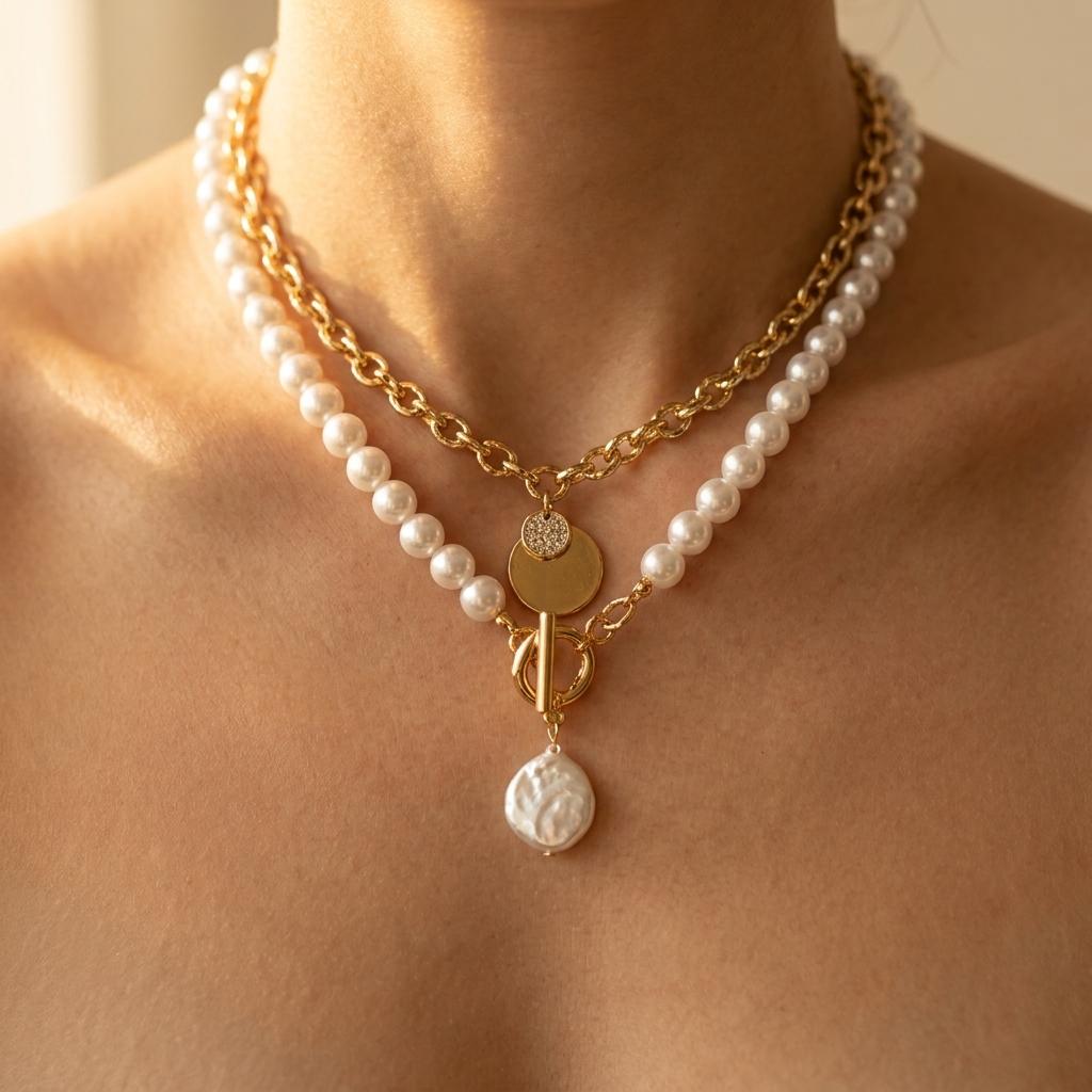 Elegant Pearl Beaded Multi Layer Necklace