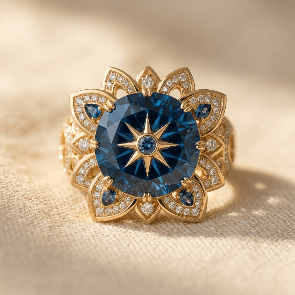 Floral Synthetic Zirconia Red Wedding Ring