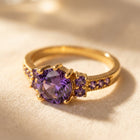 Vintage Gold Amethyst Cluster Cocktail Ring