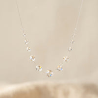 Minimalist Silver Crystal Graduated Bead Necklace