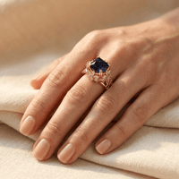 Vintage Boho Blue Zirconia Oxidized Band Ring