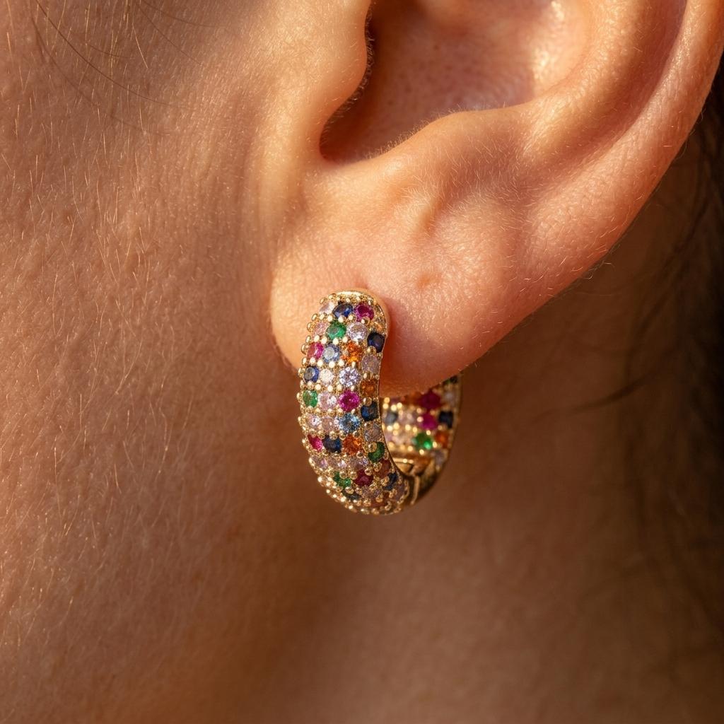 Minimalist Geometric Round Zircon Earrings