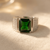Trendy Mens Green Zircon Statement Ring