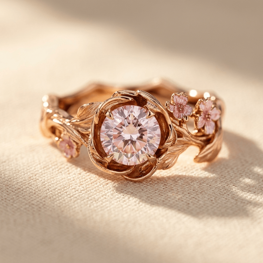 Luxurious Floral Zirconia Engagement Ring
