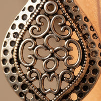 Antique Silver Dotted Openwork Teardrop Earrings