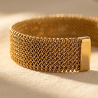 Gold Mesh Woven Stainless Steel Cuff Bracelet