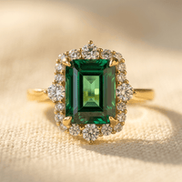 Elegant Green Cubic Zirconia Floral Ring