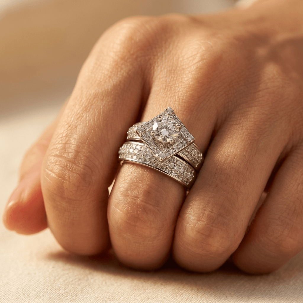 Elegant Square Cubic Zirconia Engagement Ring