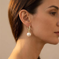 French Retro Geometric Pearl Earrings
