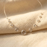 Minimalist Silver Crystal Graduated Bead Necklace