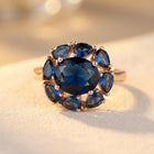 Vintage Gold Blue Sapphire Cluster Ring