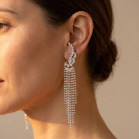 Luxury Silver Crystal Chandelier Drop Earrings