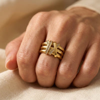 Vintage Gold Multi Band Crystal Wrap Ring