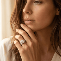 Square Zirconia Inlay Stackable Ring