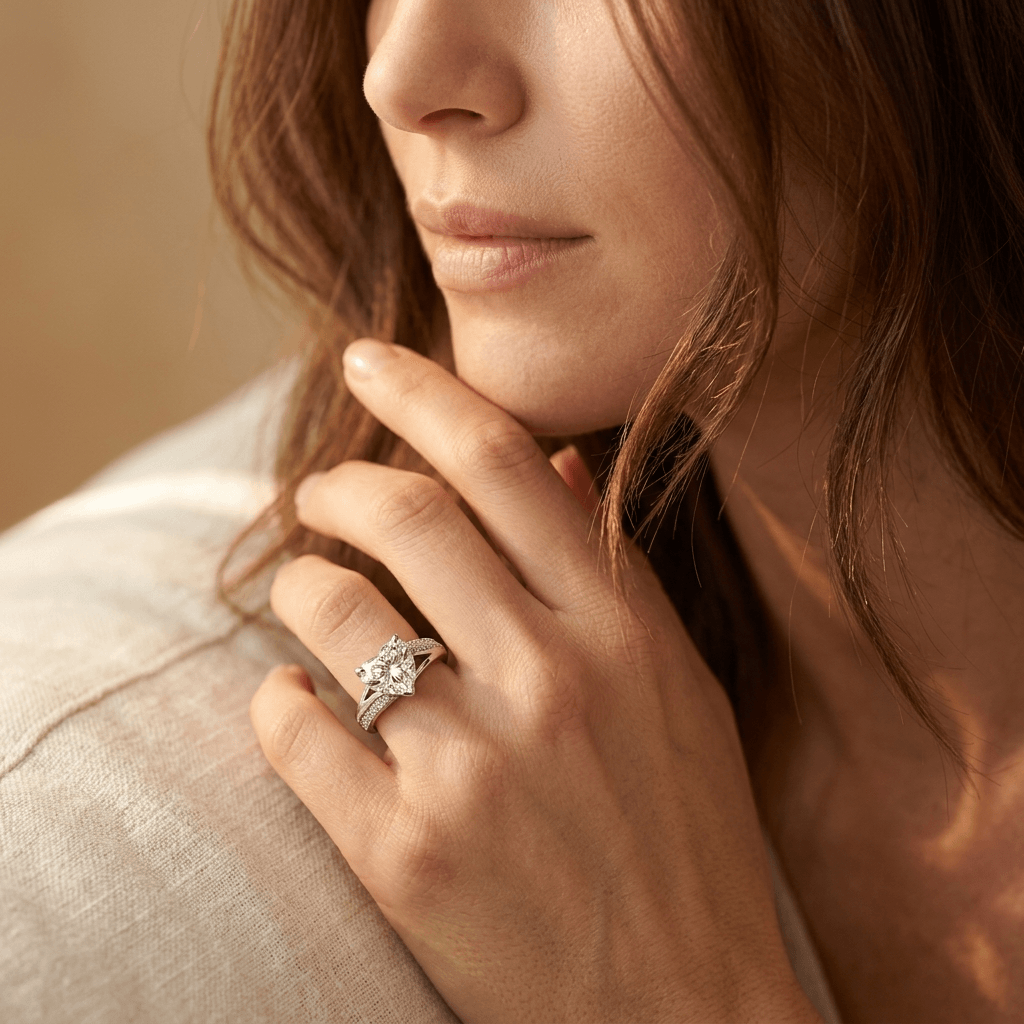 Elegant Copper Zirconia Wedding Engagement Ring