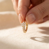 Gold Cubic Zirconia Flower Hoop Earrings