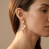 Gold Twisted Spiral Drop Earrings