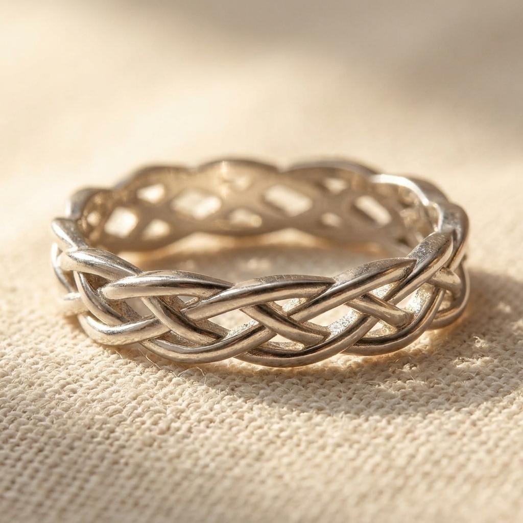 Twisted Silver Woven Band Ring