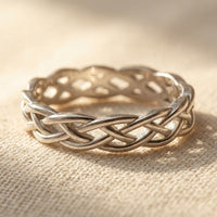 Twisted Silver Woven Band Ring
