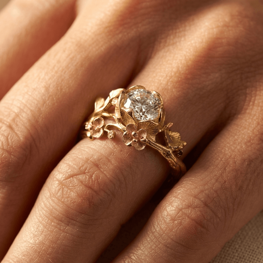 Exquisite Flower Zirconia Retro Handmade Ring