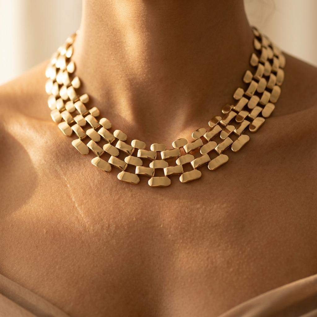 Hexagonal Hollow Chain Necklace