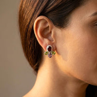 Sterling Silver Multi Gemstone Stud Earrings