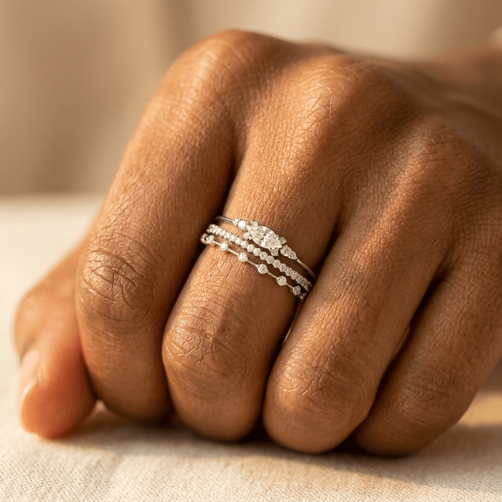 Inlaid Synthetic Zirconia Stackable Ring