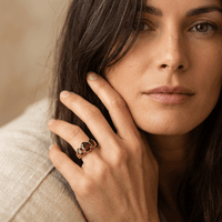 Copper Hexagonal Zirconia Star Unisex Ring