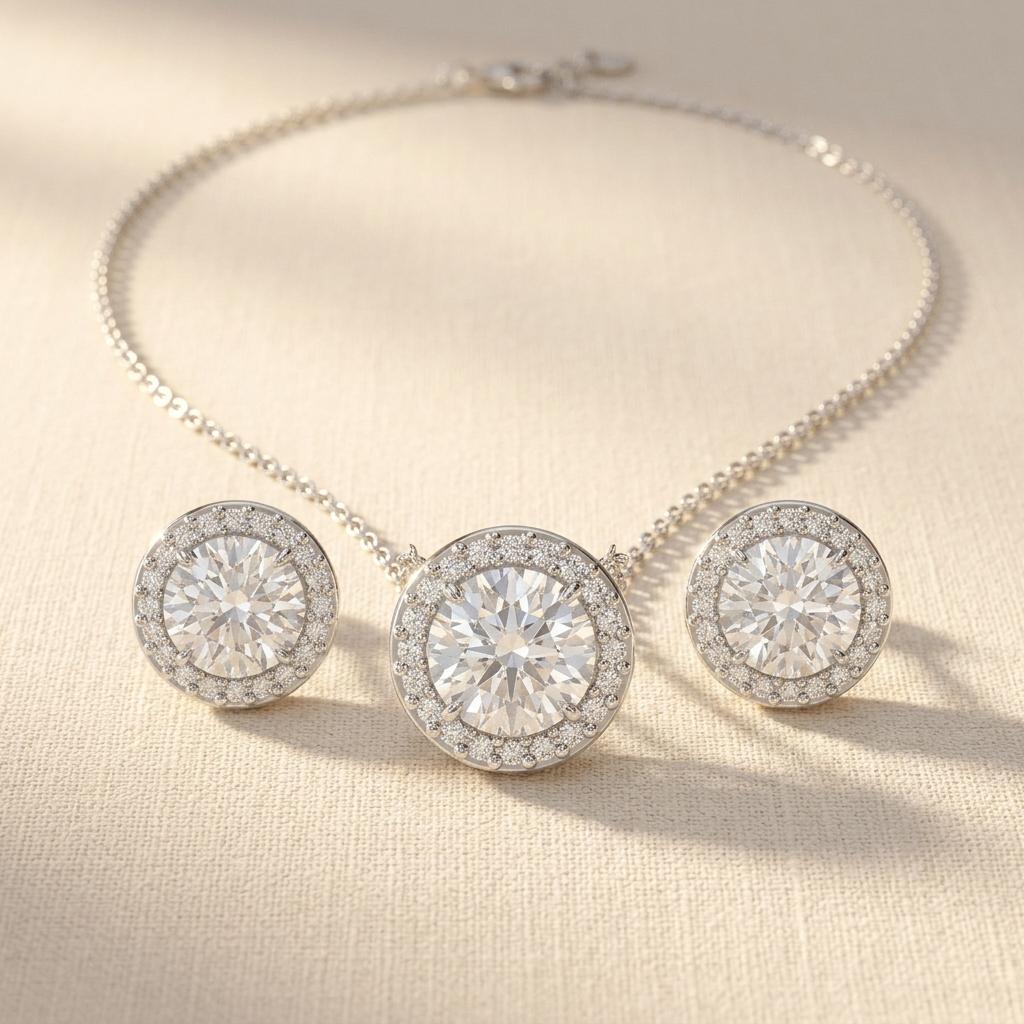 Lab Synthetic Zirconia Golden Plated Jewelry Set