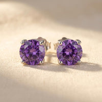 Purple Cubic Zirconia Stud Earrings