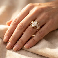 Vintage Gold Filigree Oval Diamond Ring