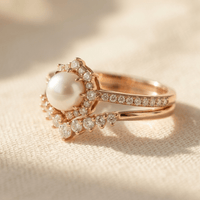 Vintage Bohemian Pearl Inlay Wedding Ring