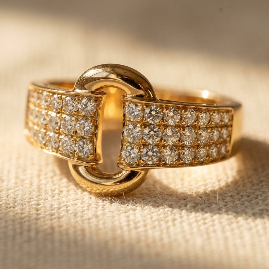 Pavé Gold Double Link Diamond Band Ring