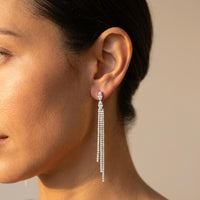 Sterling Silver Long Tassel Drop Earrings