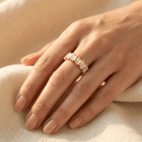 Luxurious Wide Band Triple Zirconia Stone Ring