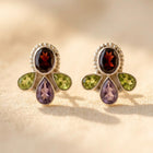 Sterling Silver Multi Gemstone Stud Earrings