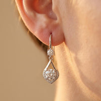 Sterling Silver Teardrop Diamond Dangle Earrings