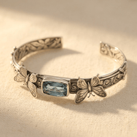 Vintage Silver Dragonfly Blue Stone Bracelet