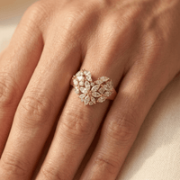 Elegant Golden Synthetic Cubic Zirconia Flower Ring