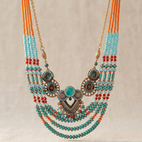 Bohemian Turquoise Beaded Layered Necklace