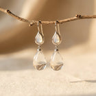 Moonstone Crystal Teardrop Silver Drop Earrings