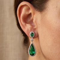 Vintage Emerald Green Zirconia Hoop Earrings