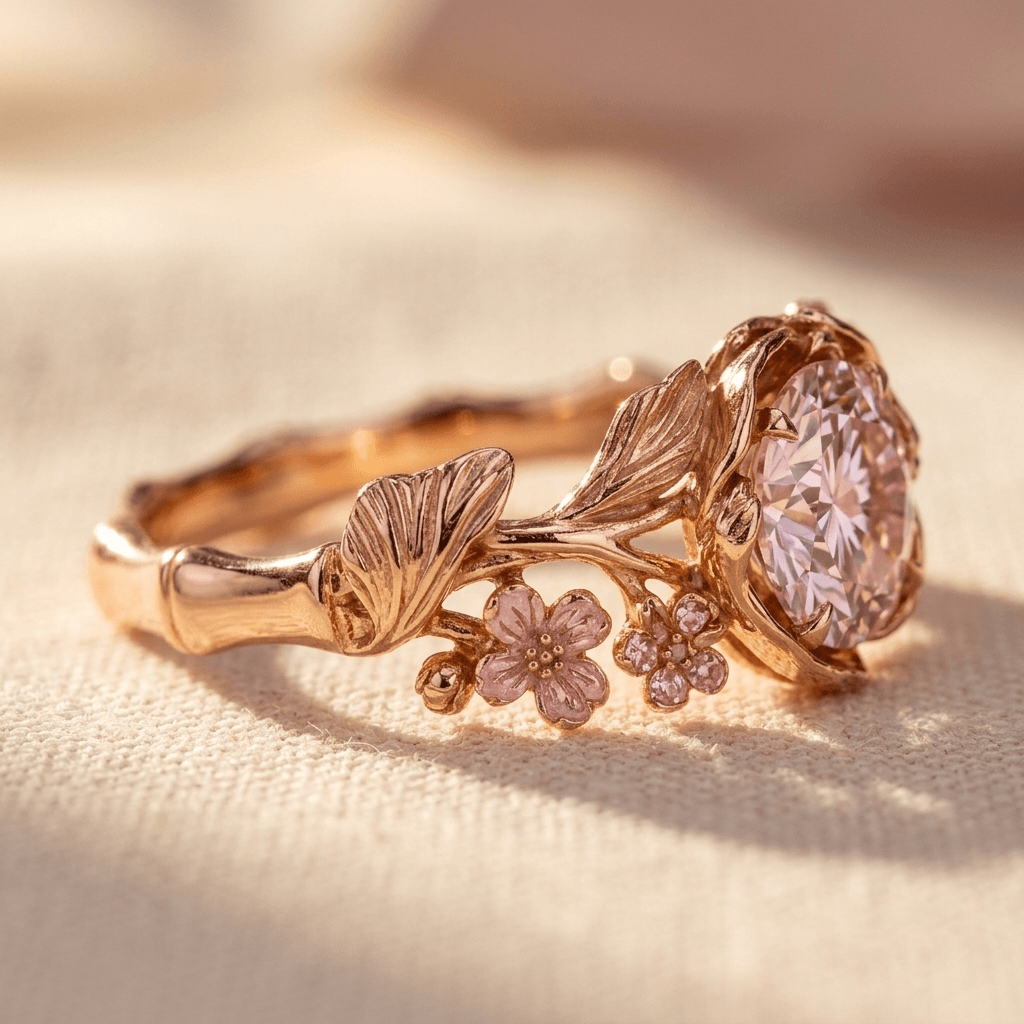Luxurious Floral Zirconia Engagement Ring