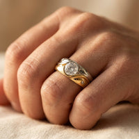 Two Tone Gold Bezel Round Diamond Ring