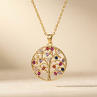 Gold Filigree Colorful Stone Tree Necklace