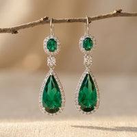 Vintage Emerald Green Zirconia Hoop Earrings