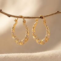 Geometric Oval Zirconia Earrings