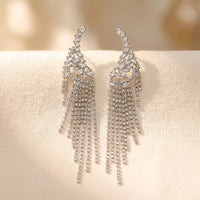 Luxury Silver Crystal Chandelier Drop Earrings